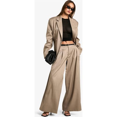 boohoo Dames Tailored Extreme Wide Leg Trousers | Paddestoel | Maat: 36