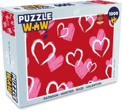 Puzzel Patroon - Hartjes - Roze - Valentijn - Legpuzzel - Puzzel 1000 stukjes volwassenen