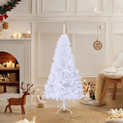 vidaXL - Kunstkerstboom - met - dikke - takken - 120 - cm - PVC - wit