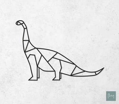 Laserfabrique Wanddecoratie - Geometrische Dino - Medium - Zwart - Geometrische dieren en vormen - Houten dieren - Muurdecoratie - Line art - Wall art