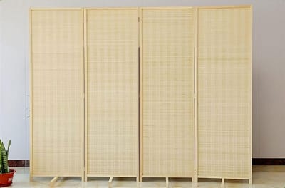 Kamerscherm Bamboe - Privacywand - Ruimte Verdelen - Draaibare Basis - 180 cm Hoog - Natuurlijk