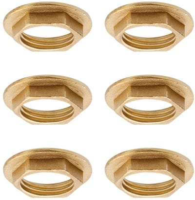 Dailygoods- Zekeringsmoeren 1/2 inch - Messing Zeskantmoer - Flens Binnendraad - 6 Stuks - Duurzaam - Sterk en Schokbestendig - Flensmoer