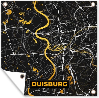 Tuin poster Duisburg - Duitsland - Stadskaart - Kaart - Plattegrond - Goud - 200x200 cm - Tuindoek