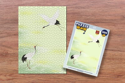 Puzzel Illustratie van een Chinese kraanvogel voor een kleurrijke achtergrond - Legpuzzel - Puzzel 500 stukjes