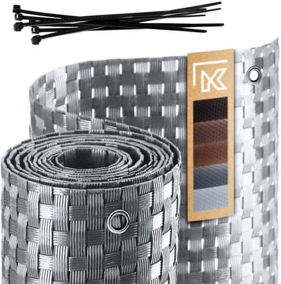 KADAX Inkijkbescherming voor balkon, terras, hek, weerbestendige mat van polyrotan, balkonbekleding met kabelbinders, inkijkbescherming, balkonbekleding, windscherm (1 m x 6 m, lichtgrijs)