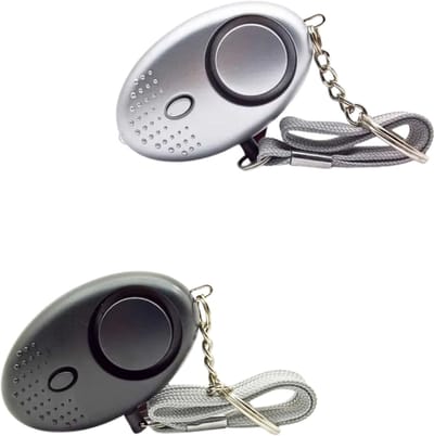 S4D® - Persoonlijk Zakalarm - Paniekalarm - Senioren Alarm - Veiligheid Alarm - Persoonlijke Alarmknop - Zelfverdediging Sirene - 130 Decibel - Incl. Batterijen - Met LED Zaklamp - Set Van 2 Stuks - Zwart + Grijs
