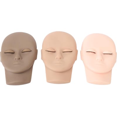 3 stuks Wimperextension Gezicht Mannequin Verwijderbare Oogleden Make-up Oefen Gezichtsmodel Donkerbruin Licht beige