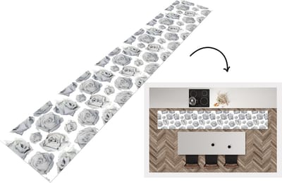Keukenloper - Loper keuken - Rozen - Bloem - Zwart Wit - Patroon - 300x50 cm - Keukenloper vinyl