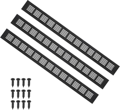 Set van 3 Zwarte Aluminium Ventilatiegrille voor Kast en Deur - 50x500mm