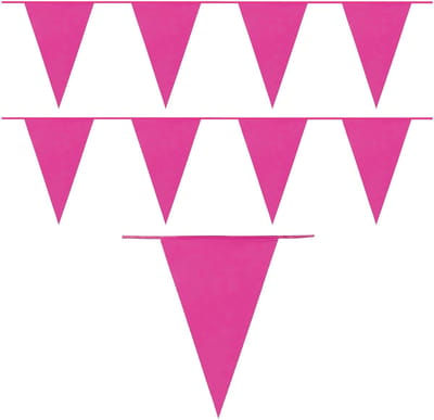 Party Vlaggenlijn puntvlaggetjes - 2x - kunststof - fuchsia - 10 meter - Slinger - versiering/feestartikelen