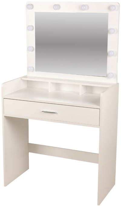 "LIVY" TOILETTAFEL MET LADES, 3 NISJES EN 10 LED-LAMPJES 80X40XH143CM