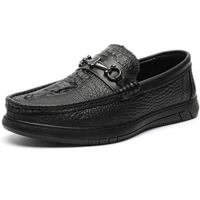 Lente Trendy Heren Alles-Passende Instappers Casual Leren Schoenen Business Casual Schoenen Heren Ademende Antislip Schoenen 44 zwart
