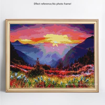 Broderie Diamant Paysage Lever de Soleil Mosaïque Peinture Diamant Strass Rond Complet Point de Croix 20X30CM pink