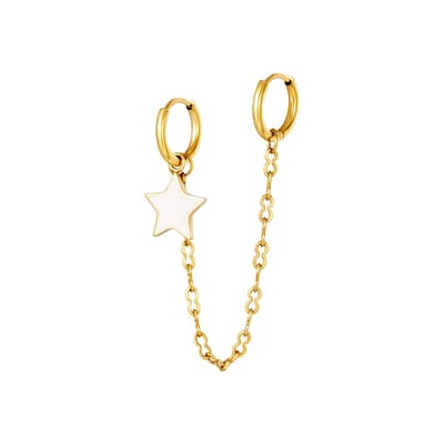 Yehwang - Oorbellen connected star - stainless steel - earparty - kadotip - goud - ster