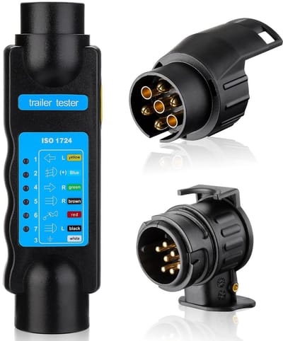 Trailer Testapparaat 7-Pins, 12V Aansluiting, Controleer Circuits voor Auto, Vrachtwagen, Caravan en Motorhome met 7-13 Adapter