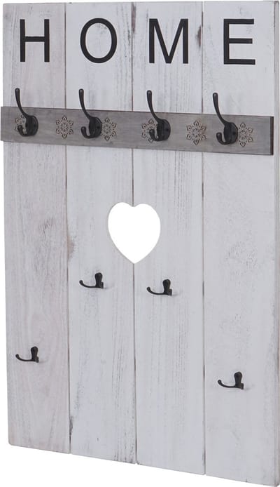 Wandgarderobe MCW-C89 Home, garderobe paneel garderobe, shabby look vintage, 8 haken 91x60cm ~ wit, shabby