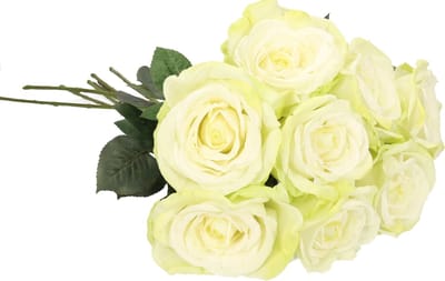 Top Art Kunstbloemen boeket roos Nova - 8x - warm wit - 75 cm - kunststof steel - decoratie bloemen