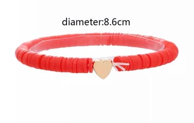Akyol - kralenarmband - enkelband - armband & enkelarmband in 1 – armband dames - boho - festival - sieraad - polymeer armband - festival armband - armband – hartje – kleurrijk -bohemian - bohemian armband - ibiza armband – cadeau – vriende