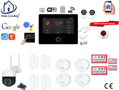 Draadloos alarmsysteem voor woning/camper/boot/caravan werkt met wifi en sim kaart en met spraakgestuurde apps. (Nederlands of Frans stem en tekst) ST01A-61