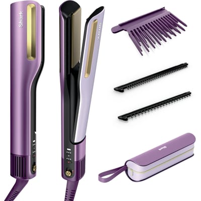 Shark SilkiPro Straight Hair Straightener + Dryer in One Tool - Plum Satin
