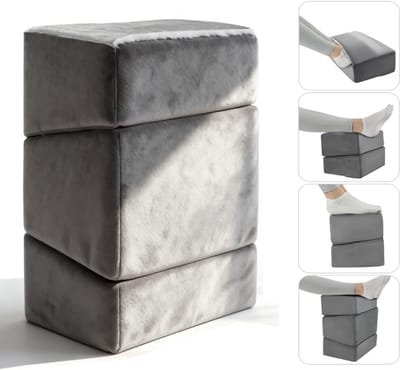 Famanu – Voetsteun, bureau, voetensteun, drieptafel met een wollen bekleding, 30D-schuim voetenbank, 3 hoogtes verstelbaar, voetensteun, bureau, warme voettas voor rug, heupen, benen