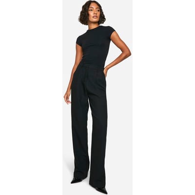 boohoo Dames Lange Essential Rechtzijdige Broek op Maat | Zwart | Maat: 10/34L