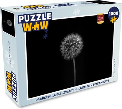 Puzzel Paardenbloem - Zwart - Bloemen - Botanisch - Legpuzzel - Puzzel 1000 stukjes volwassenen