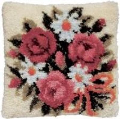 Pako Smyrna knoopkussen borduurpakket - boeket bloemen - geprint stramien - 013.072 - DIY kit
