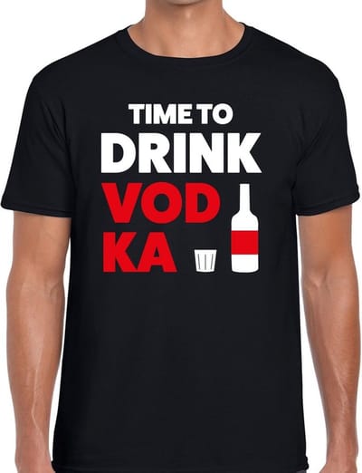Time to drink Vodka tekst t-shirt - zwart - voor heren - heren feest t-shirts S