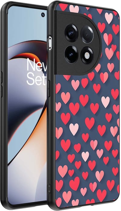 Smartphonica Telefoonhoesje Geschikt voor OnePlus 11R met Roze en Rode Hartjes Opdruk - TPU Backcover Case With Rosé and Red Heart Design geschikt voor OnePlus 11R