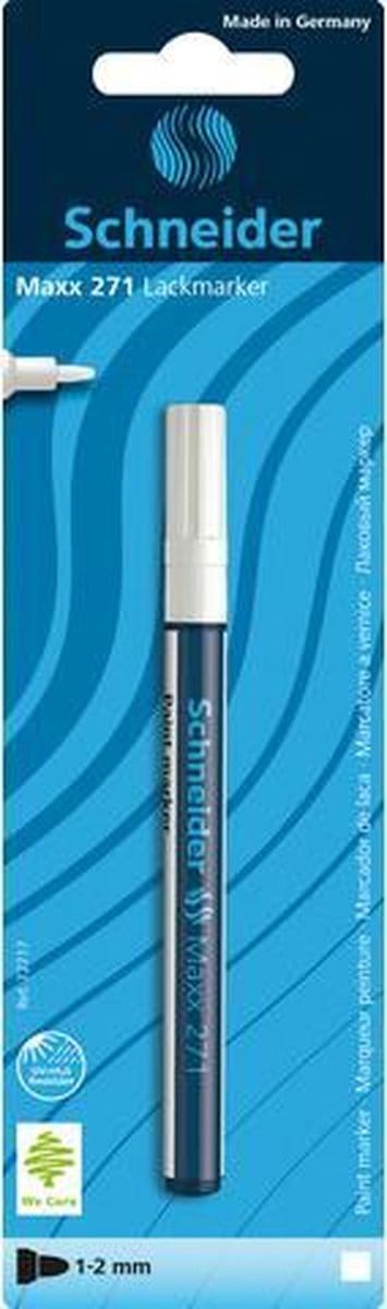 Schneider lakmarker - Maxx 271 - lijnbreedte 1-2 mm - wit - op blister - verfstift - S-72717