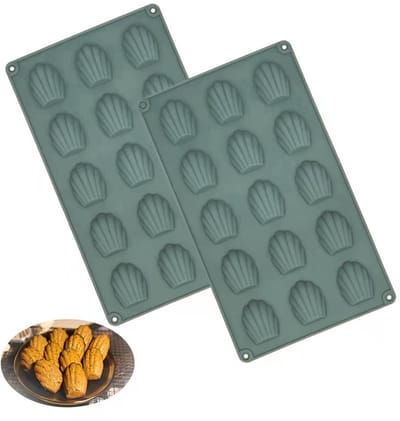 Madeleine bakvormen, siliconen madeleines bakvormen, berenpootjes bakvorm voor cake, chocolade, snoep, koekjes, 15 holtes (carbon grey)