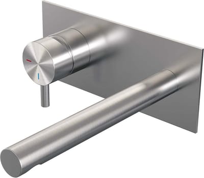 Brauer Brushed Edition inbouw wastafelmengkraan met rechte uitloop en afdekplaat model B2 RVS geborsteld PVD