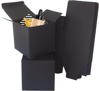Kleine Zwarte Kraft Cadeau Dozen 100x100x100mm, Lege Mini Dozen met Deksel voor Feestjes, Bruiloften en Verjaardagen (10 Stuks)