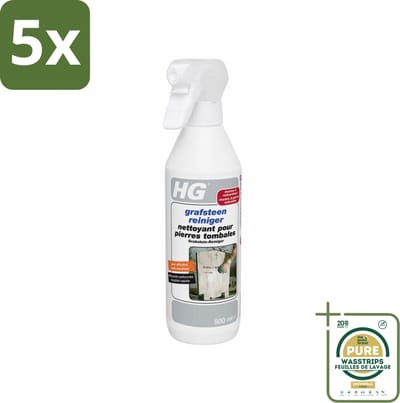5 x HG Grafsteenreiniger 500 ml - Grootverpakking - Grafsteen Reinigen - Natuursteen Reinigen - Grafsteen Onderhoud - Grafsteen Beschermen - Vuil Verwijderen