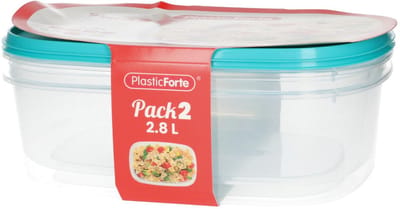 Plasticforte Vershoudbakjes - 2x stuks - 2.8 liter - herbruikbaar - transparant/blauw - kunststof - magnetron - vriezer