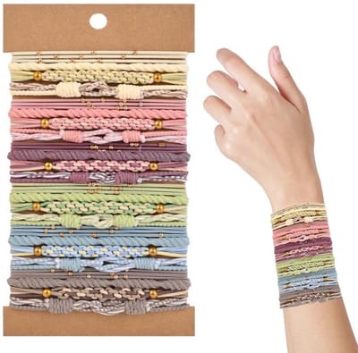 Boho-haarelastiekjes - vlechtelastiekjes voor dames - gevlochten haarelastiekjes - dik en dun haar - 4 stijlen - 6 cm - paardenstaarten haaraccessoires .