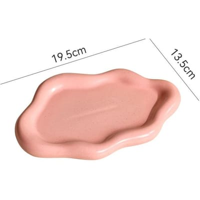 Plat à bijoux en forme de nuage pour dames, plateau à bijoux, assiette en céramique, ornements exquis, plateau à bibelots, plat pour cadeau d'anniversaire beige