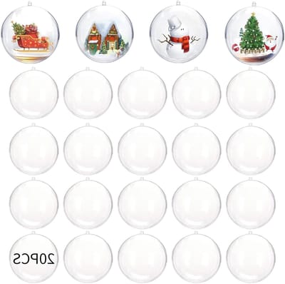 Set van 20 Transparante Kerstballen, Vulbare DIY Kerstdecoratie, 6 cm Plastic Ballen voor een Feestelijke Boomversiering