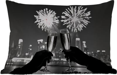 Buitenkussens - Tuin - Vuurwerk - Proosten - Skyline - Champagne - 50x30 cm
