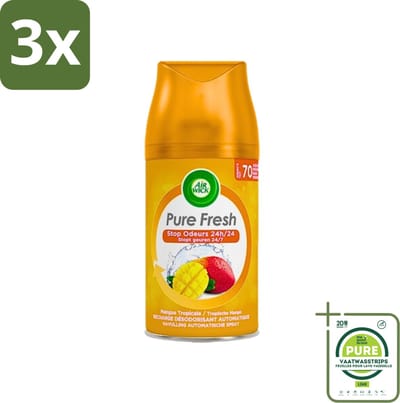 3 x Air Wick Freshmatic - Luchtverfrisser Navulling - Tropische Mango - 250ml - Grootverpakking - Luchtverfrisser - Mango Geur - Air Wick Freshmatic - Geurverspreider - Tropische Geur
