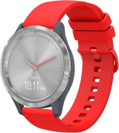By Qubix - Geschikt voor Garmin bandje - 18mm - Geschikt voor Garmin Venu 3s / Vivoactive 4s / Venu 2s / Vivomove 3s / Forerunner 255s / 265s - Soft siliconen bandje - Rood