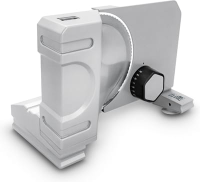 FRITEL Snijmachine SL 3710 - Allessnijder / Broodsnijder / Vleessnijder - 0-20mm - Ø 19cm - 150W - Universeel mes - Schuine slede 15°