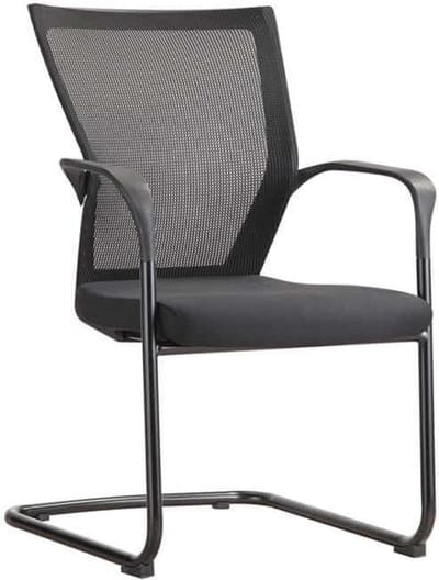 Slede vergaderstoel 1208 rug zwart mesh, zitting zwart stof