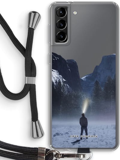 Hoesje met koord geschikt voor Samsung Galaxy S21 Plus hoesje met Koord - Wanderlust - Telefoonhoesje met Zwart Koord - Bescherming aan alle Kanten en Over de Schermrand