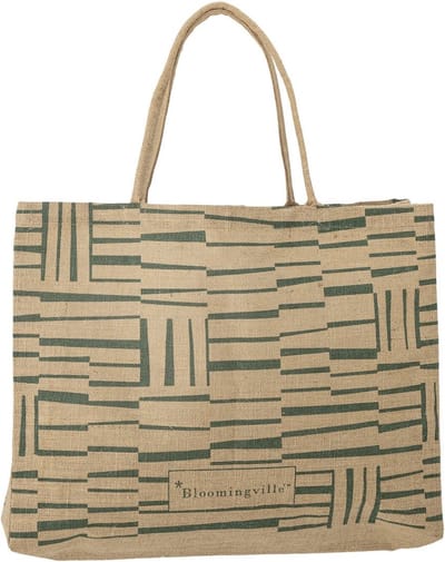 Bloomingville Bergamo shopper tas groen jute