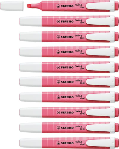 STABILO swing cool - Markeerstift - Perfect Voor Onderweg - Pastel - Kersenbloesem Roze - Doos 10 stuks