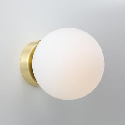 Wandlamp Plafondlamp - Sfeerverlichting - Binnenverlichting - Opaalglas 15cm - E27 Fitting - Goudkleurig