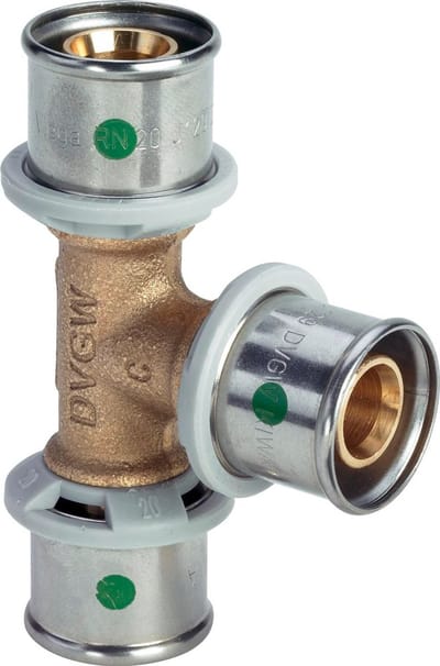 Viega Sanfix Fosta Sanfix P-T-stuk, d1 40, d2 40, d3 40 roodkoper Model 2118, 566609