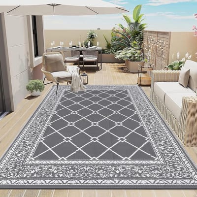 Tapijten voor tuin, 180 x 270 cm, omkeerbaar, kunststof, opvouwbaar, terrasmat, draagbaar, gemakkelijk te reinigen, tapijt, picknickplaats, strotapijt voor camping, stranddek